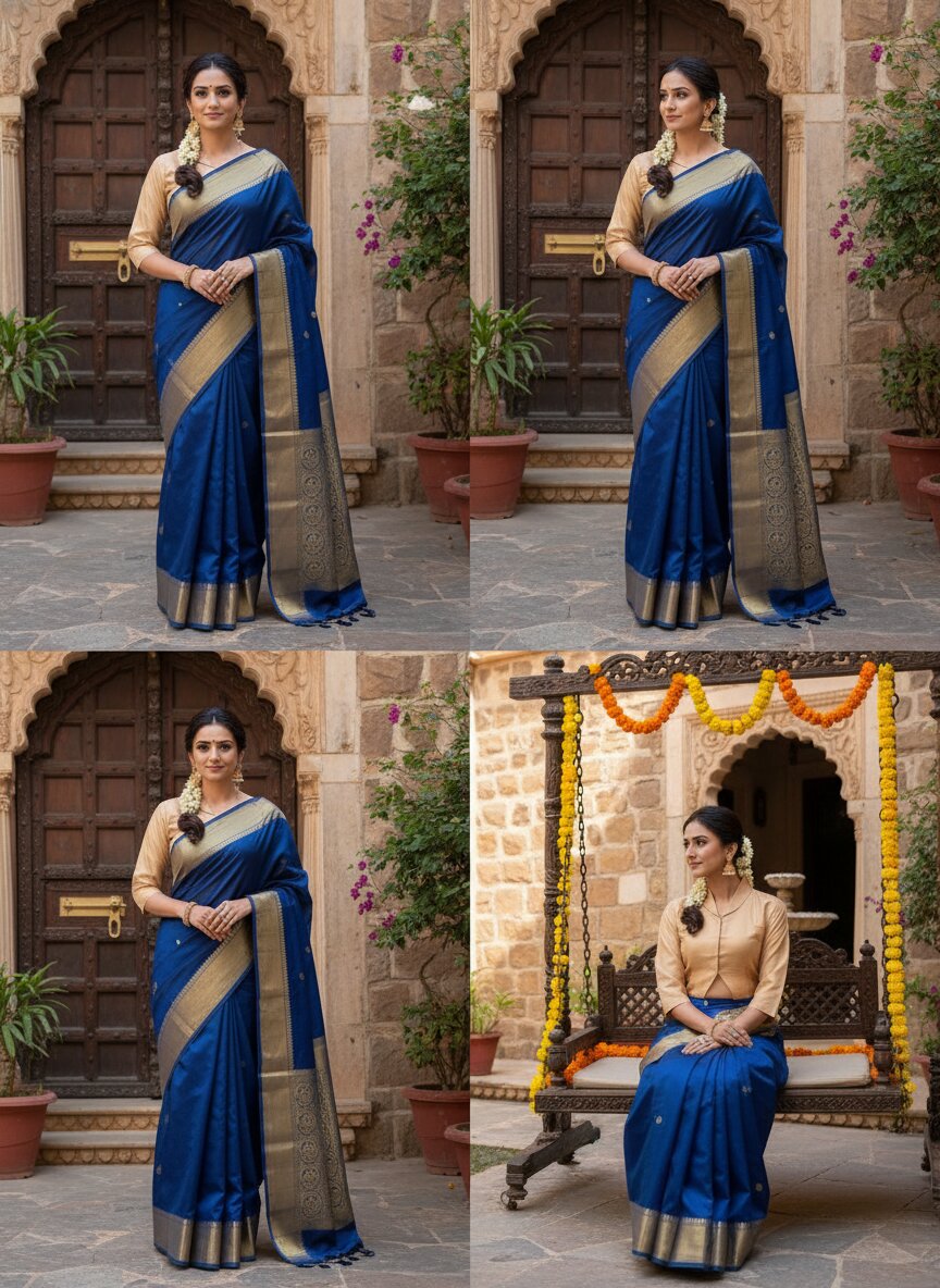 Souchii Beige Raw Dupion Silk Crop Saree Blouse with Mandarin Collar
