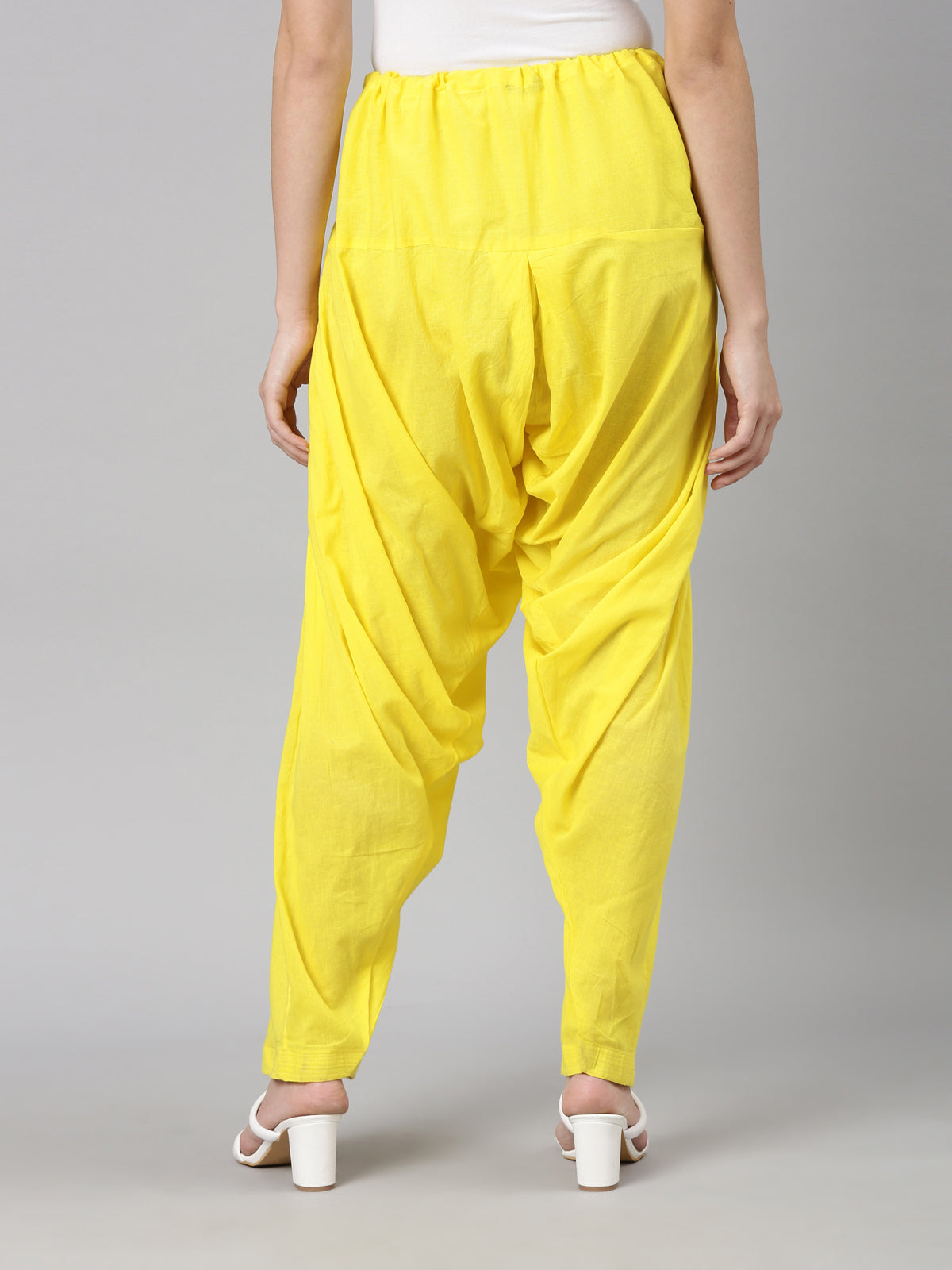 Yellow Cotton Loose-Fit Patiala Pants | Souchii