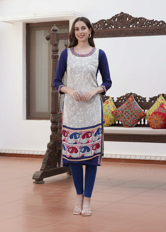 Women Geometric Embroidered Indie Prints Anarkali Kurta | Souchii