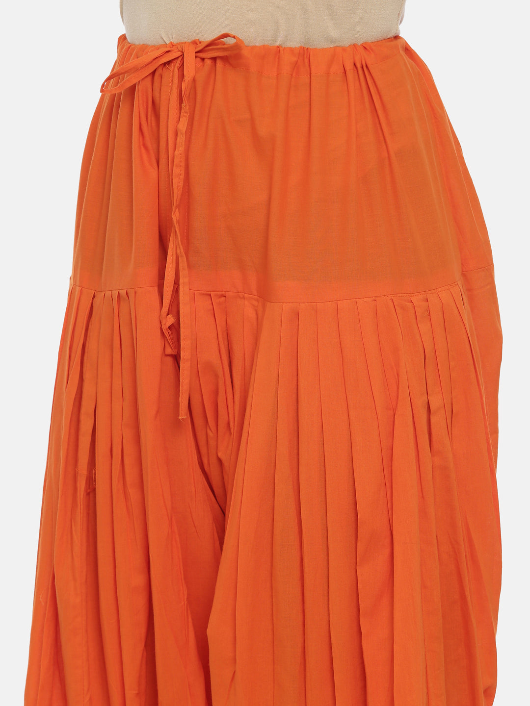 Orange Cotton High-Rise Patiala Pants