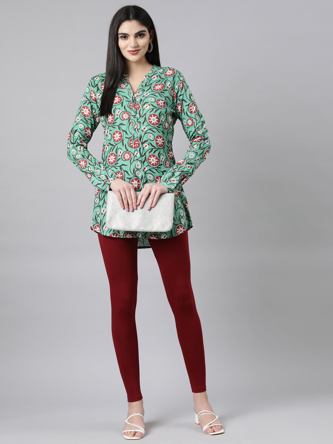 Maroon Solid Ankle-Length Leggings for Women | Souchii