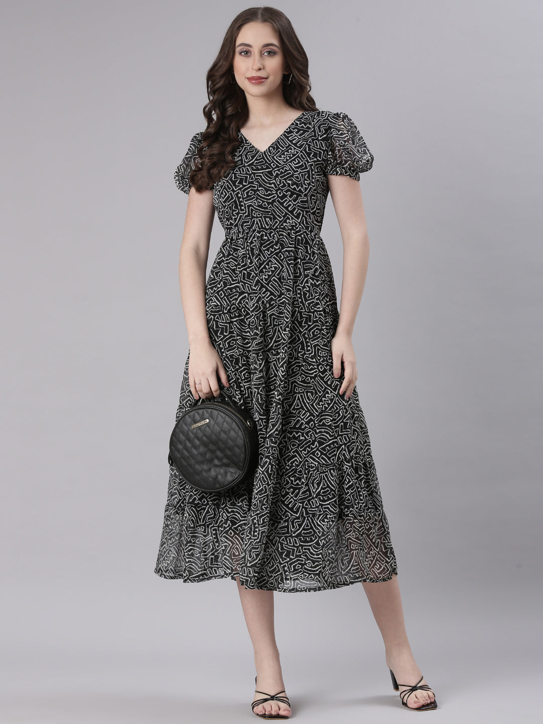 Black Patterned Dress | Souchii