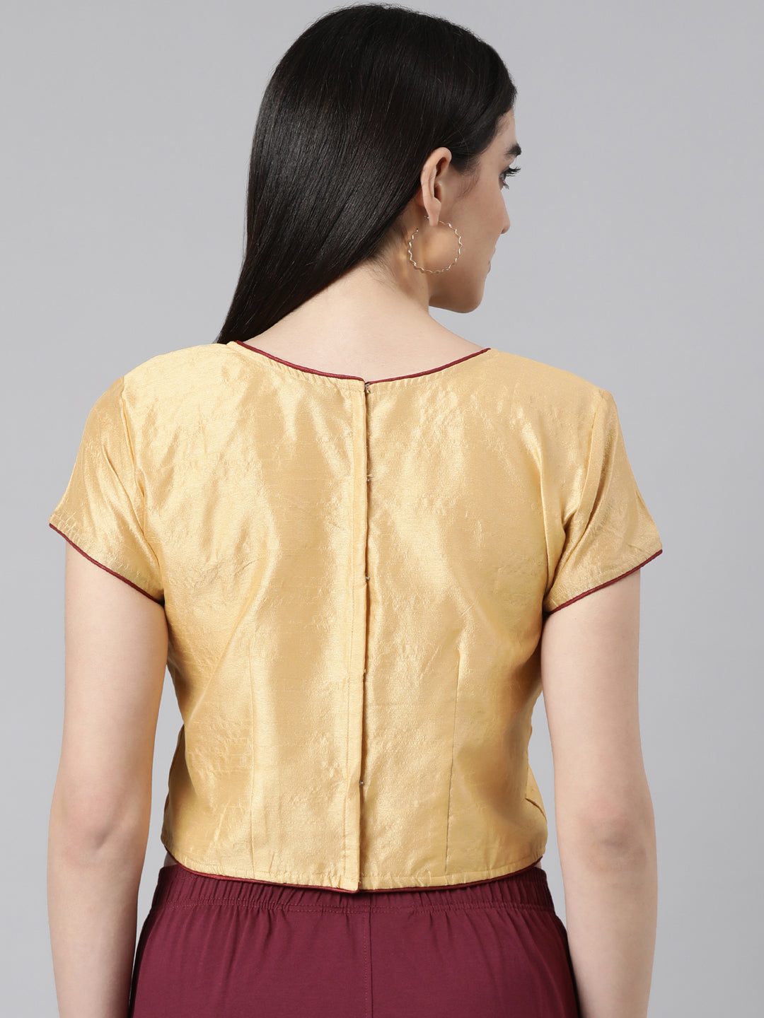Beige Dupion Silk Knot Blouse | Souchii