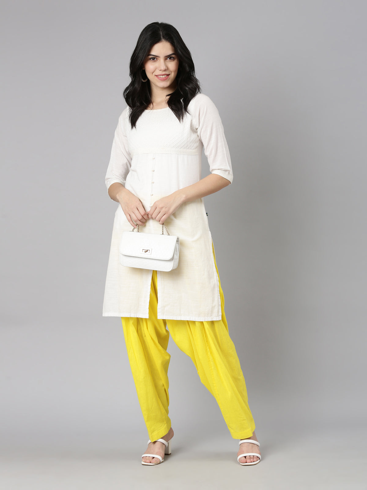 Yellow Cotton Loose-Fit Patiala Pants | Souchii
