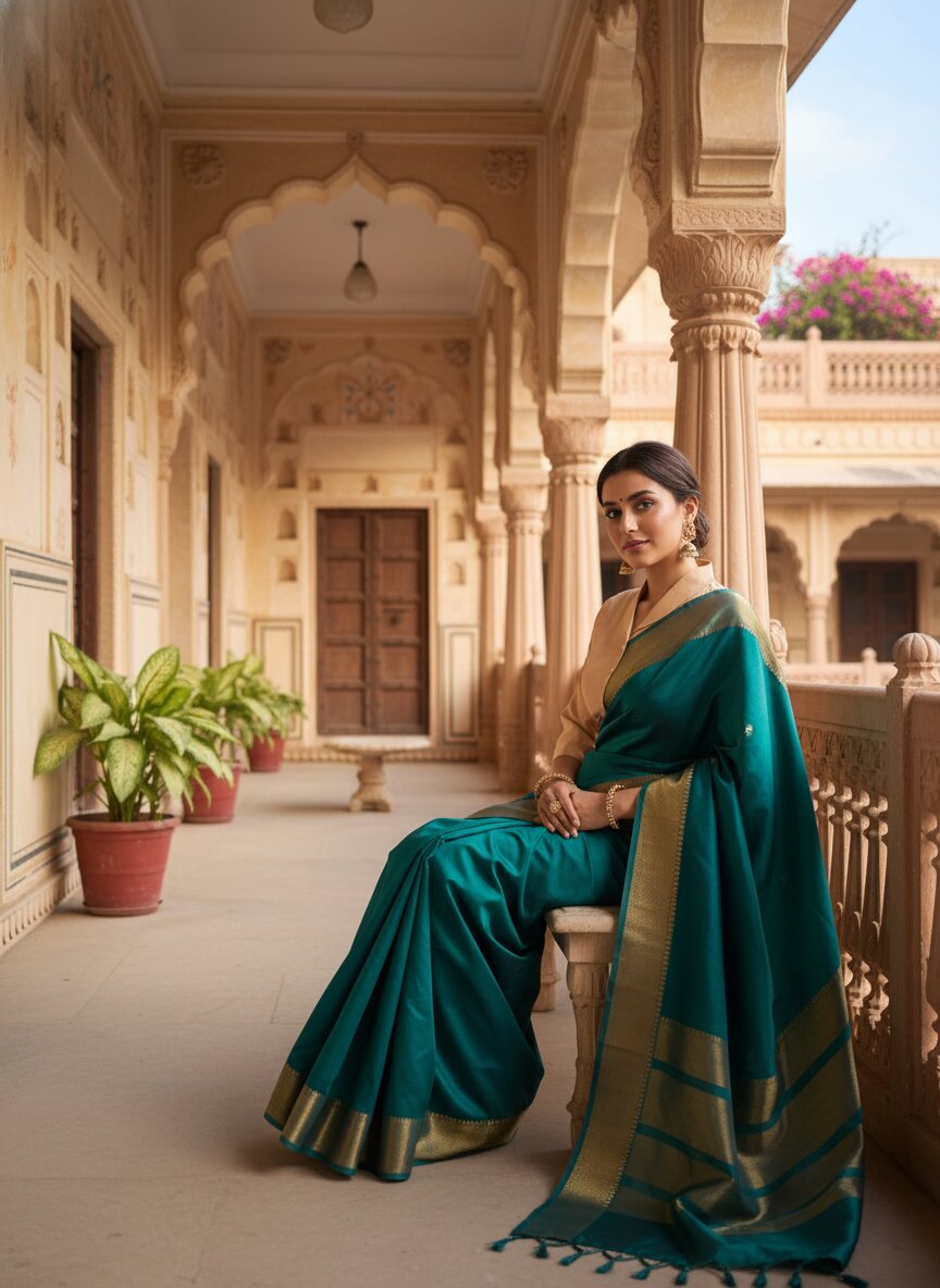 Souchii Beige Raw Dupion Silk Crop Saree Blouse with Mandarin Collar