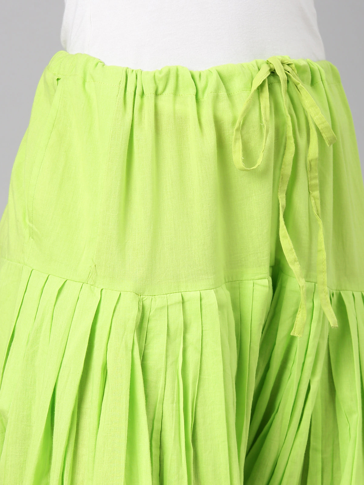 Lime Green High-Rise Loose Fit Pure Cotton Patiala | Souchii