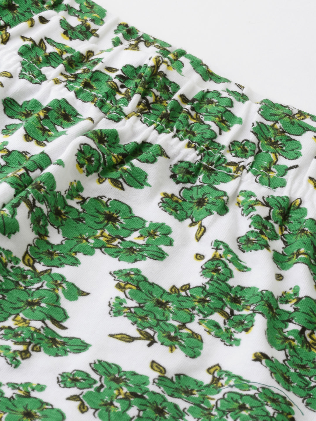 White & Green Printed Cotton Ankle-Length Leggings for Women | Souchii