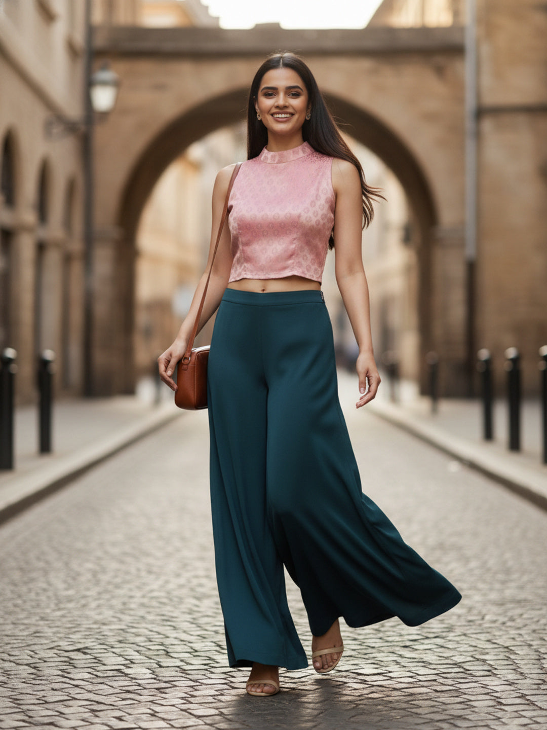 Pink Dupion Silk Sleeveless Round-Neck Blouse | Souchii