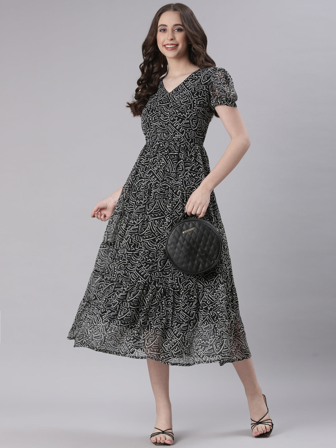 Black Patterned Dress | Souchii