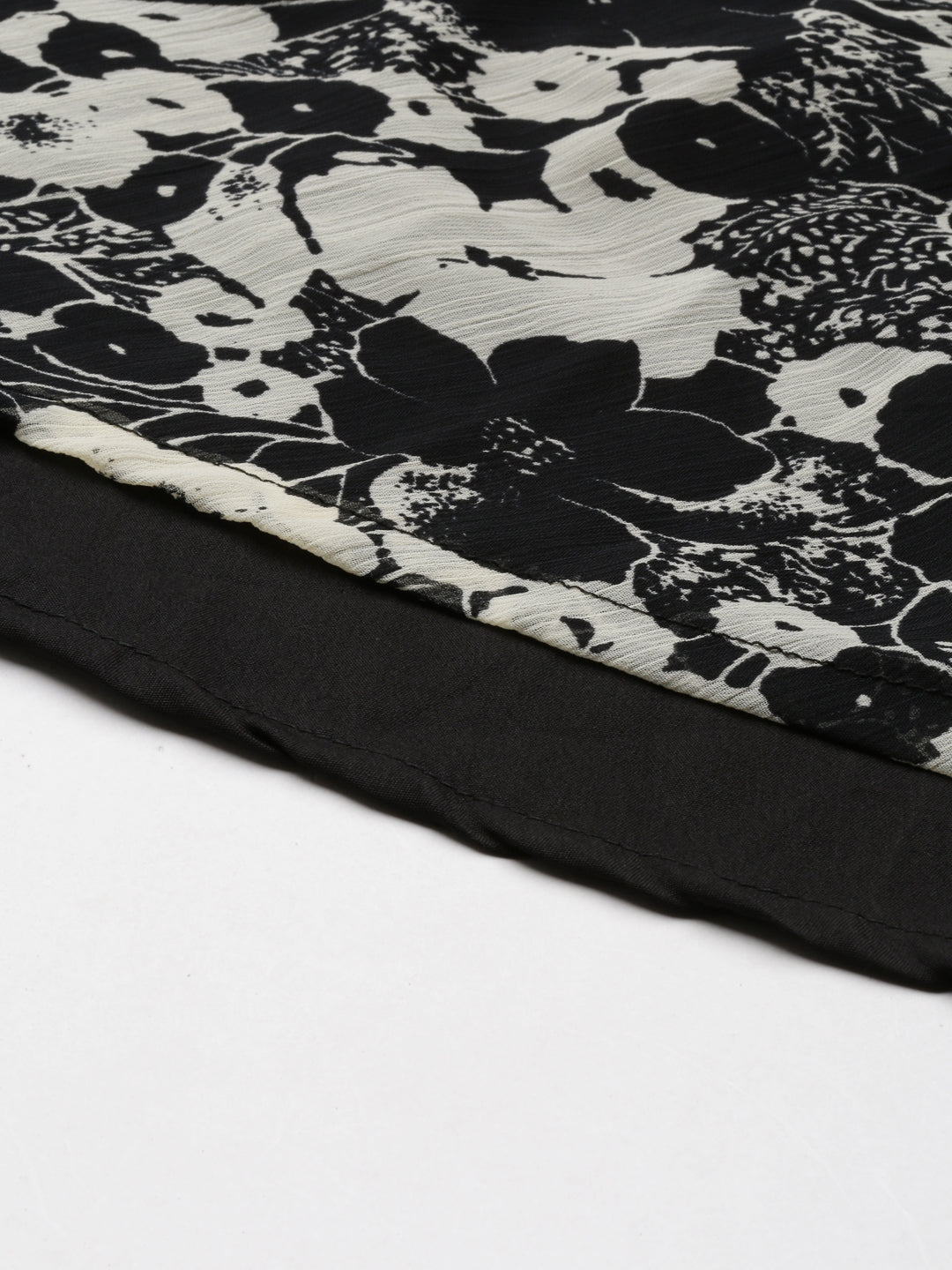 Black & White Floral Smocked Chiffon Maxi Dress | Souchii