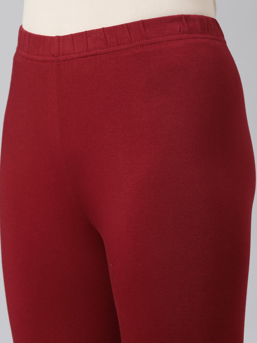 Maroon Solid Ankle-Length Leggings for Women | Souchii