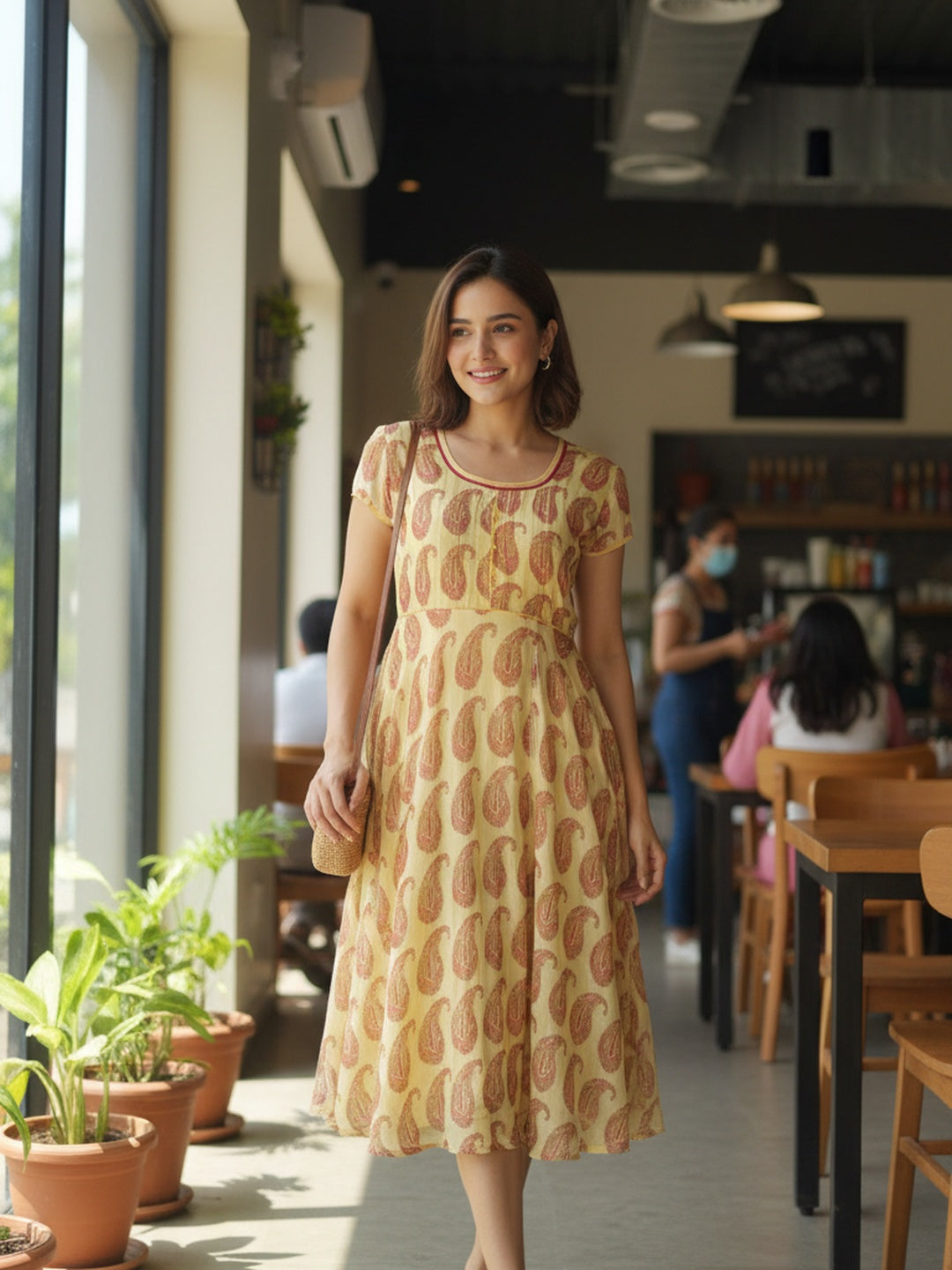 Souchii Sunlit Paisley Flared Midi Dress