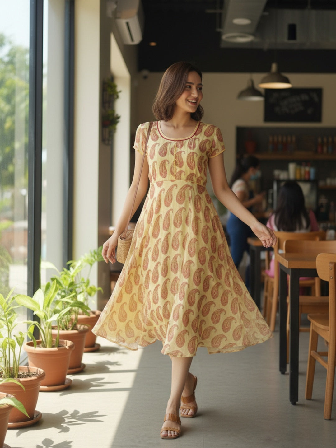 Souchii Sunlit Paisley Flared Midi Dress