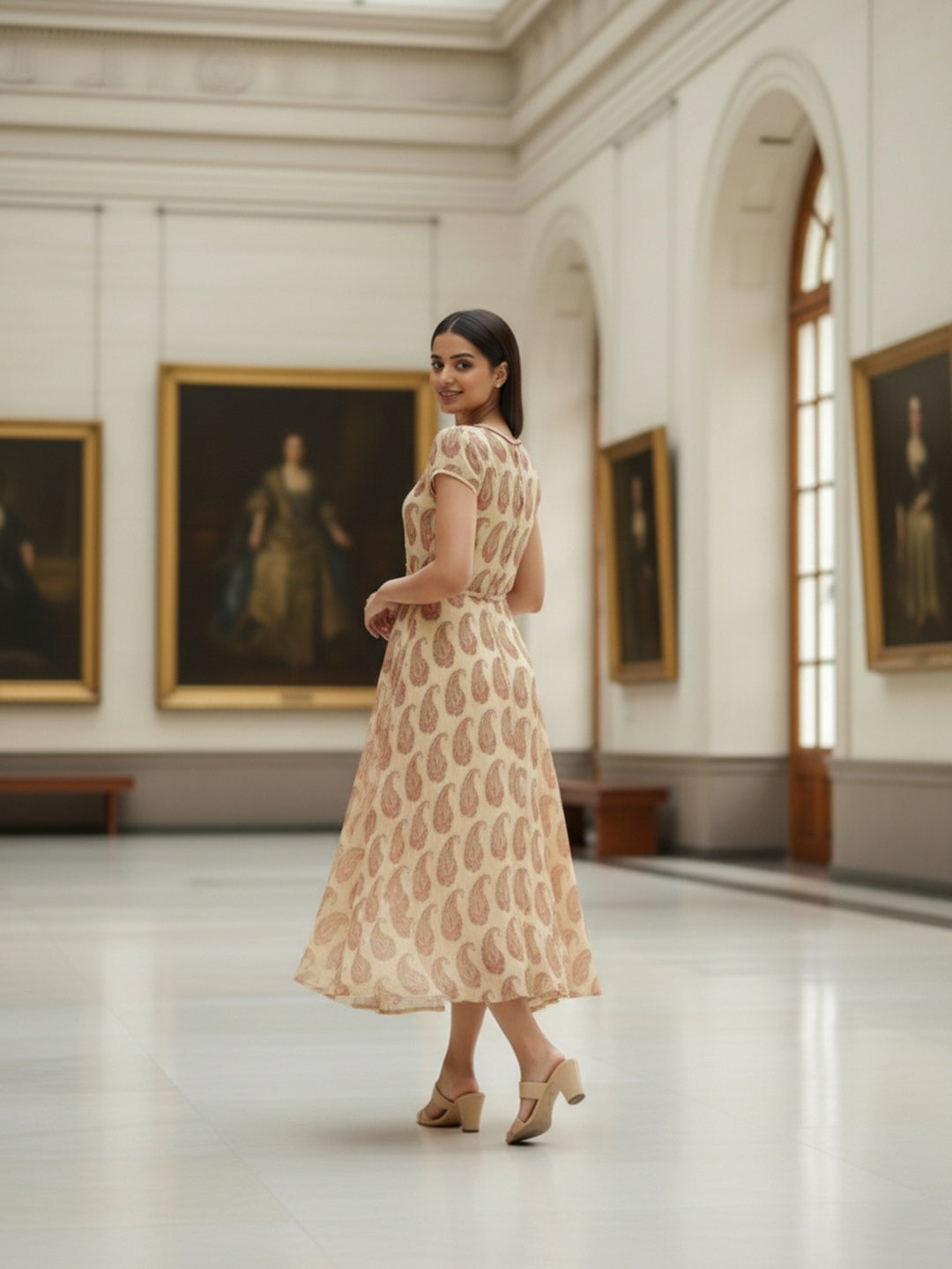 Souchii Sunlit Paisley Flared Midi Dress