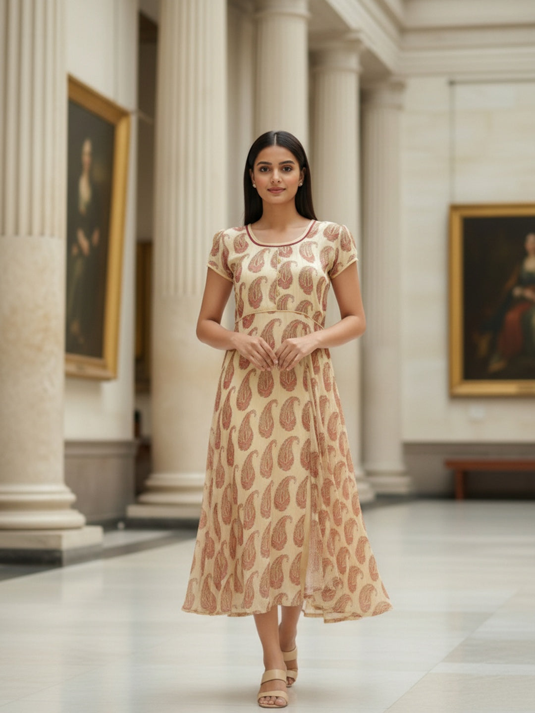 Souchii Sunlit Paisley Flared Midi Dress