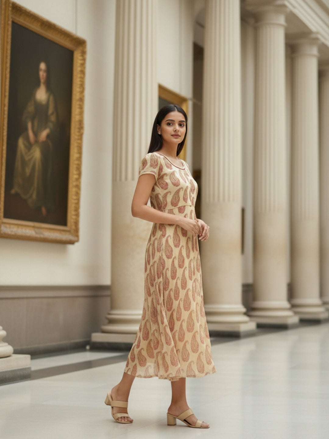 Souchii Sunlit Paisley Flared Midi Dress