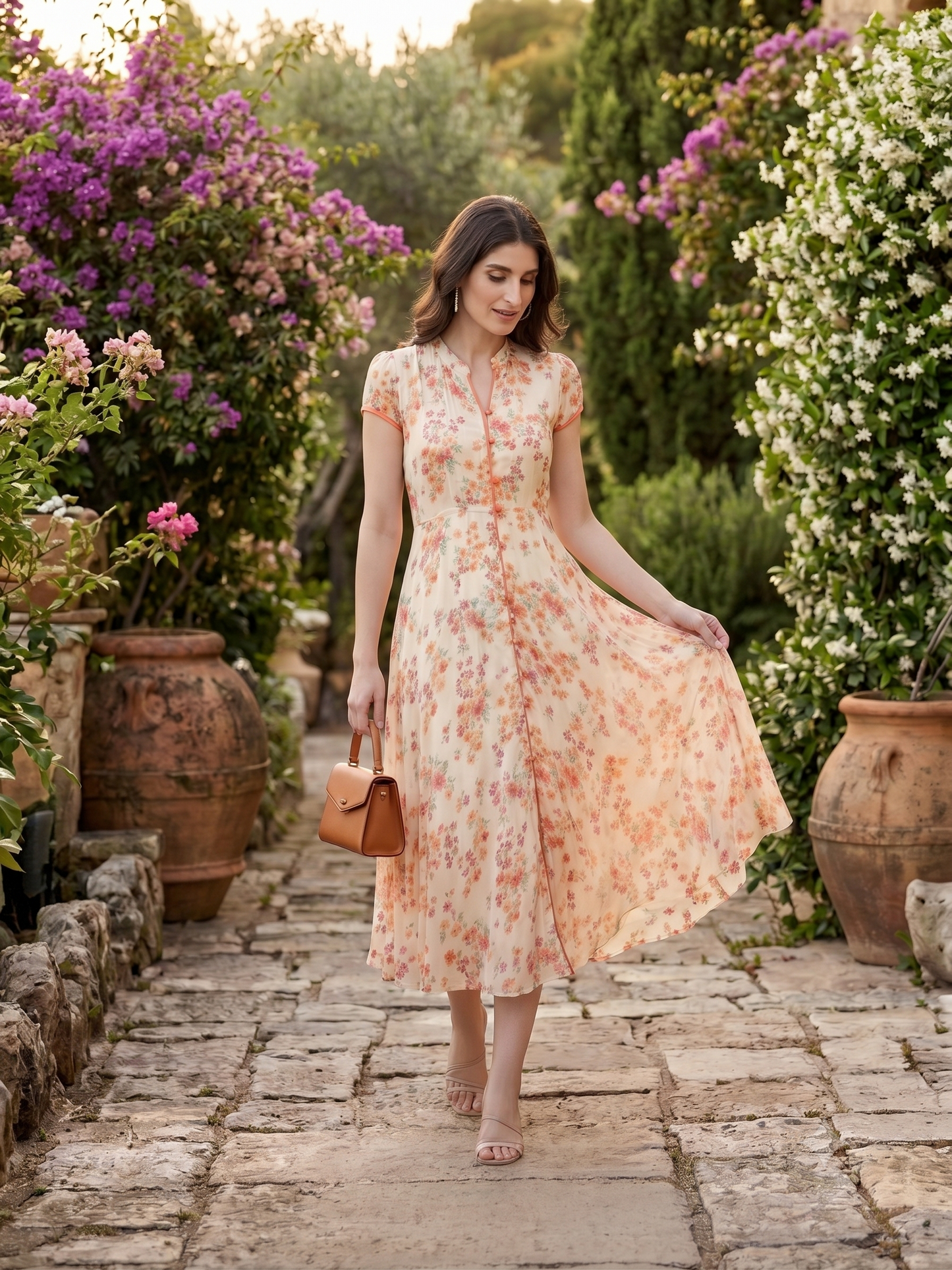 Fit & Flare Dress – Cream Floral Printed Ethnic | Souchii