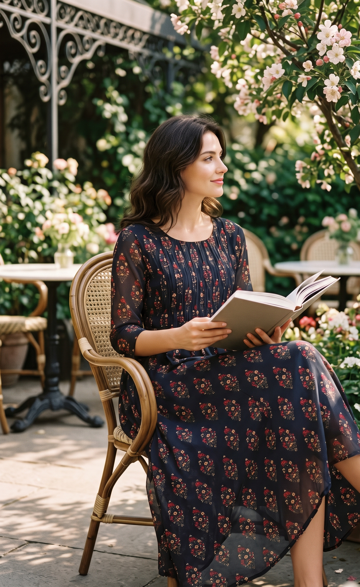 Souchii Black Floral Printed Flared Dress for Women | Elegant Party & Festive Wear