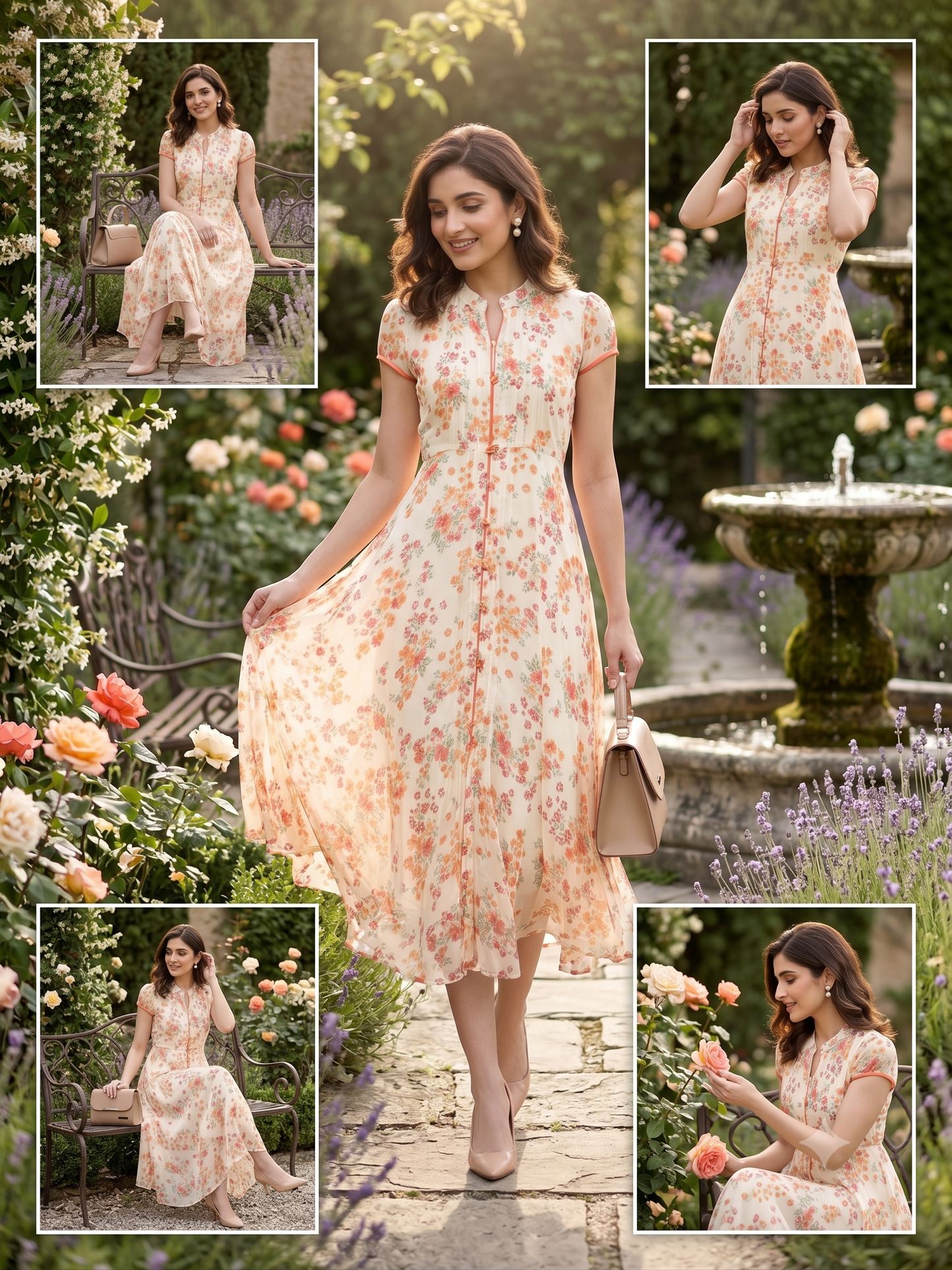 Fit & Flare Dress – Cream Floral Printed Ethnic | Souchii