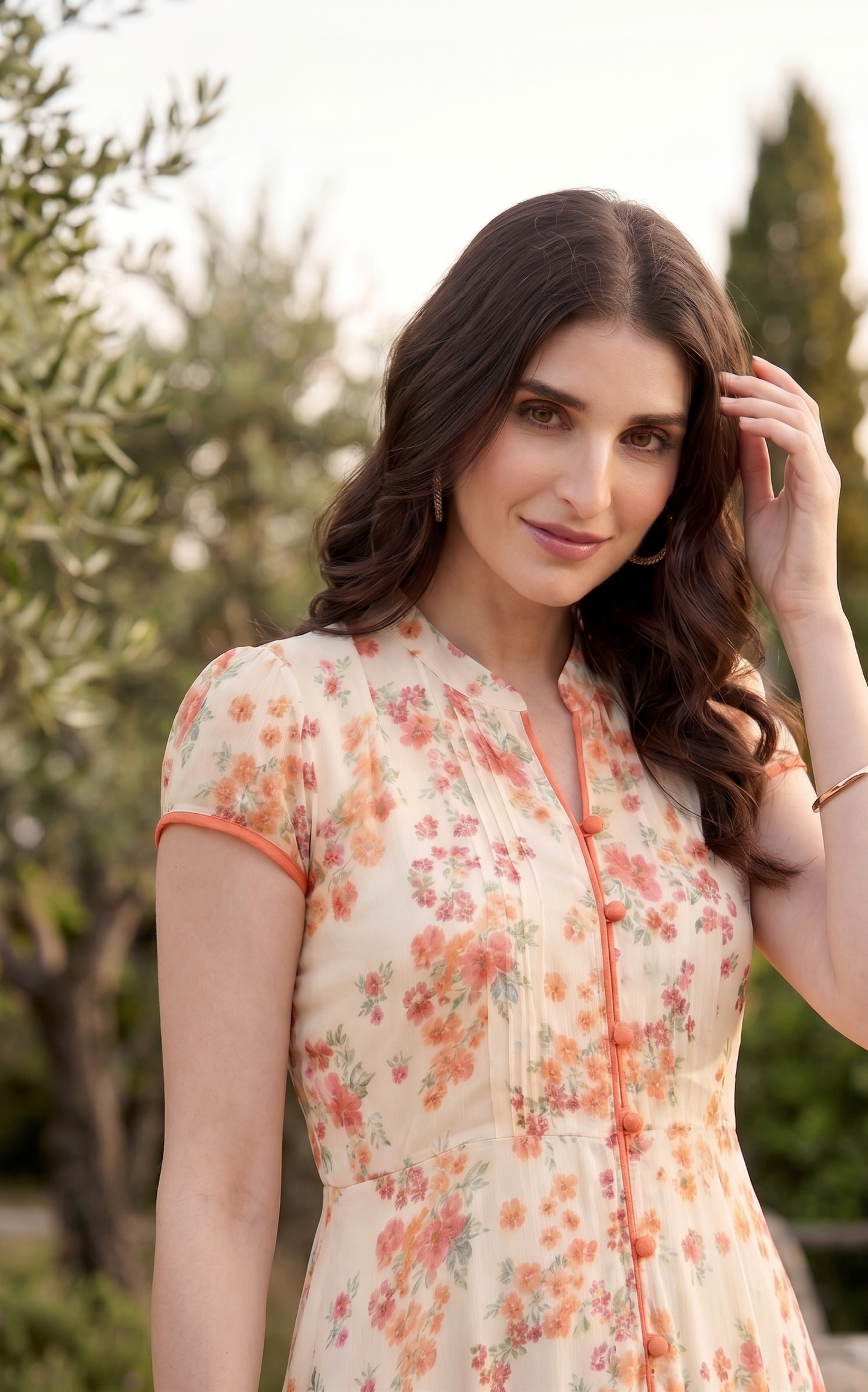 Fit & Flare Dress – Cream Floral Printed Ethnic | Souchii
