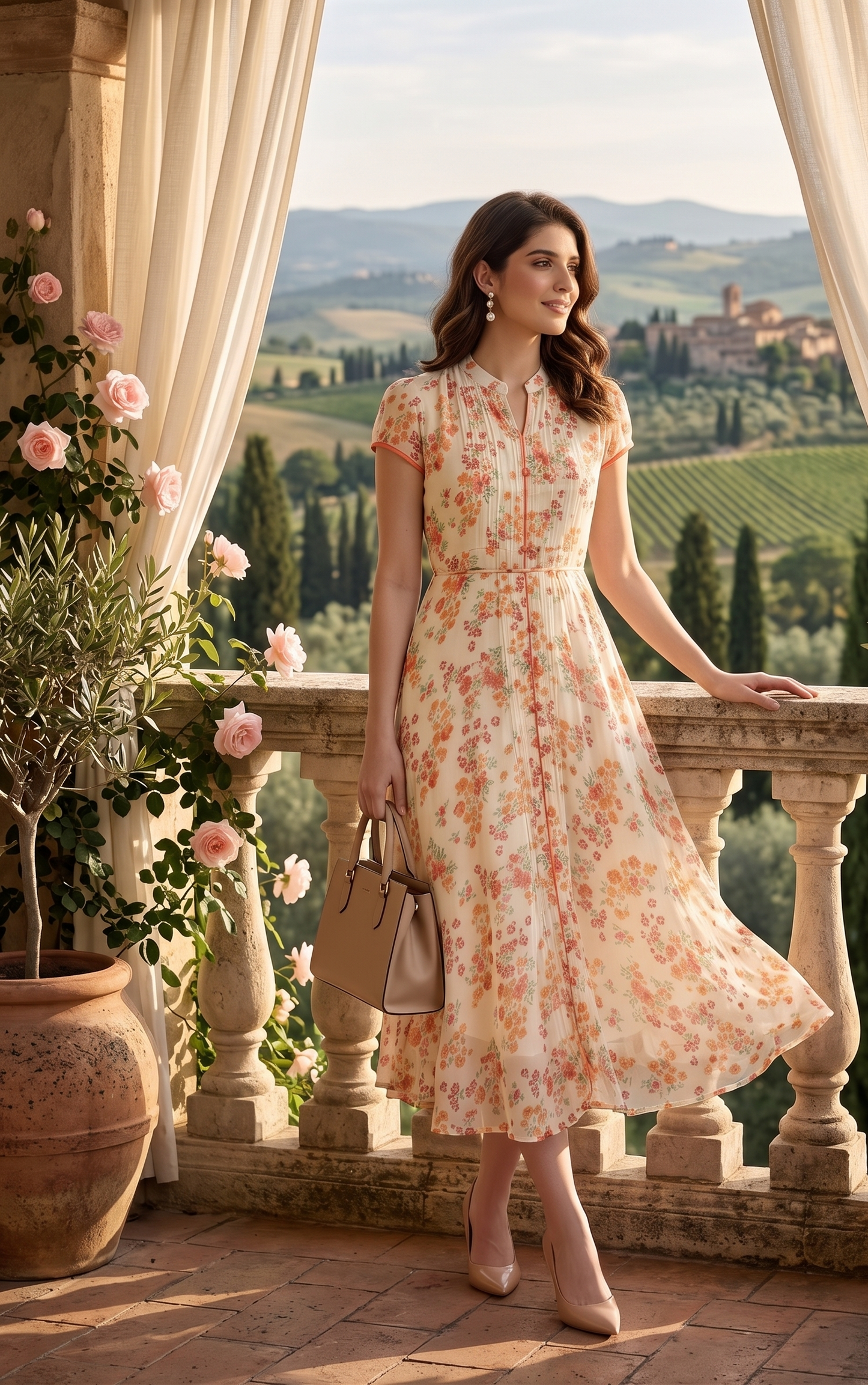 Fit & Flare Dress – Cream Floral Printed Ethnic | Souchii