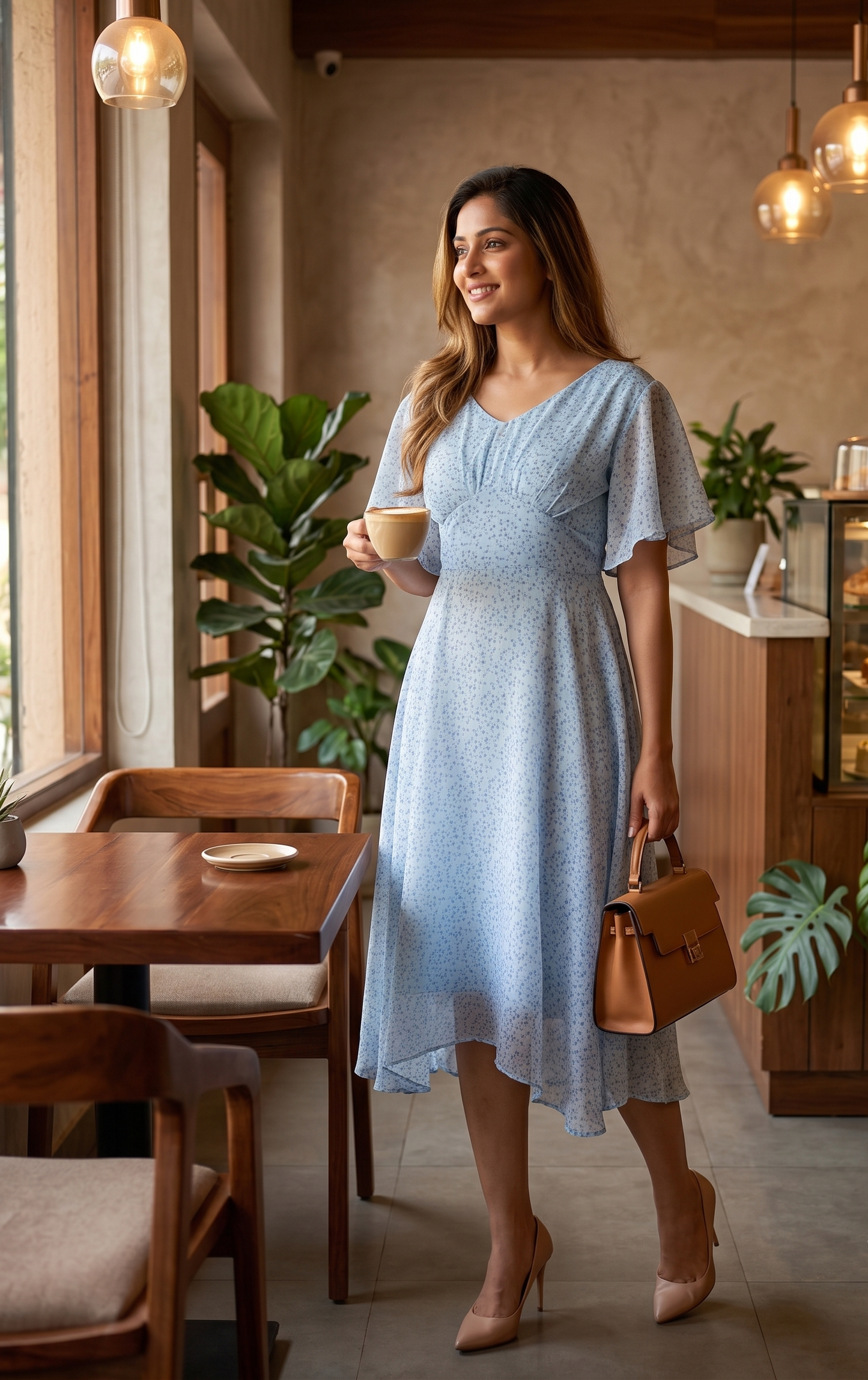 Souchii Pastel  Blue Chiffon Dress