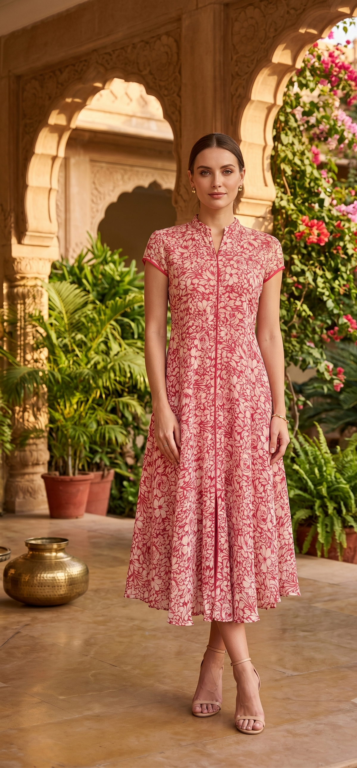 Souchii Red Floral Print Fit & Flare Midi Dress