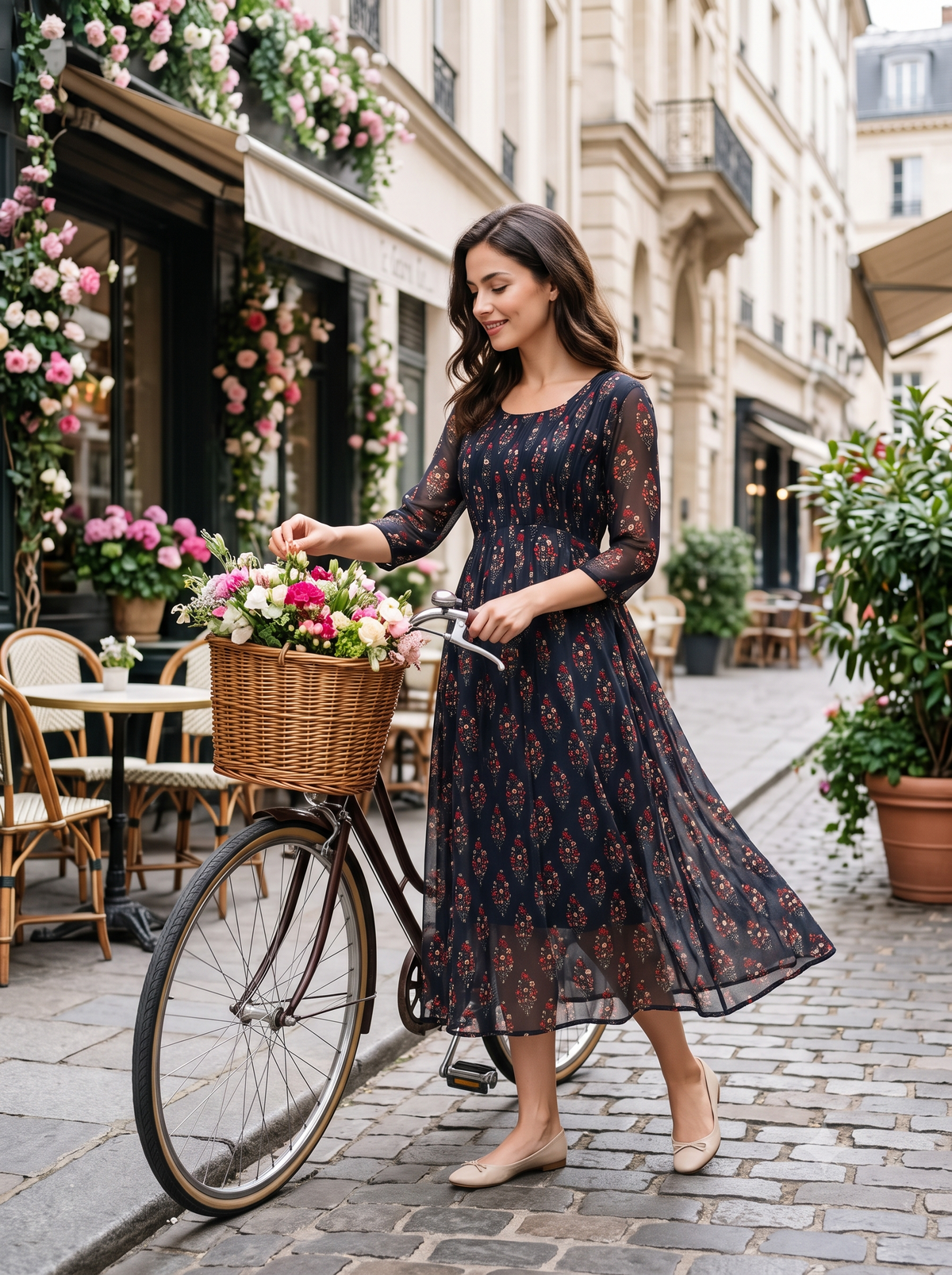 Souchii Black Floral Printed Flared Dress for Women | Elegant Party & Festive Wear