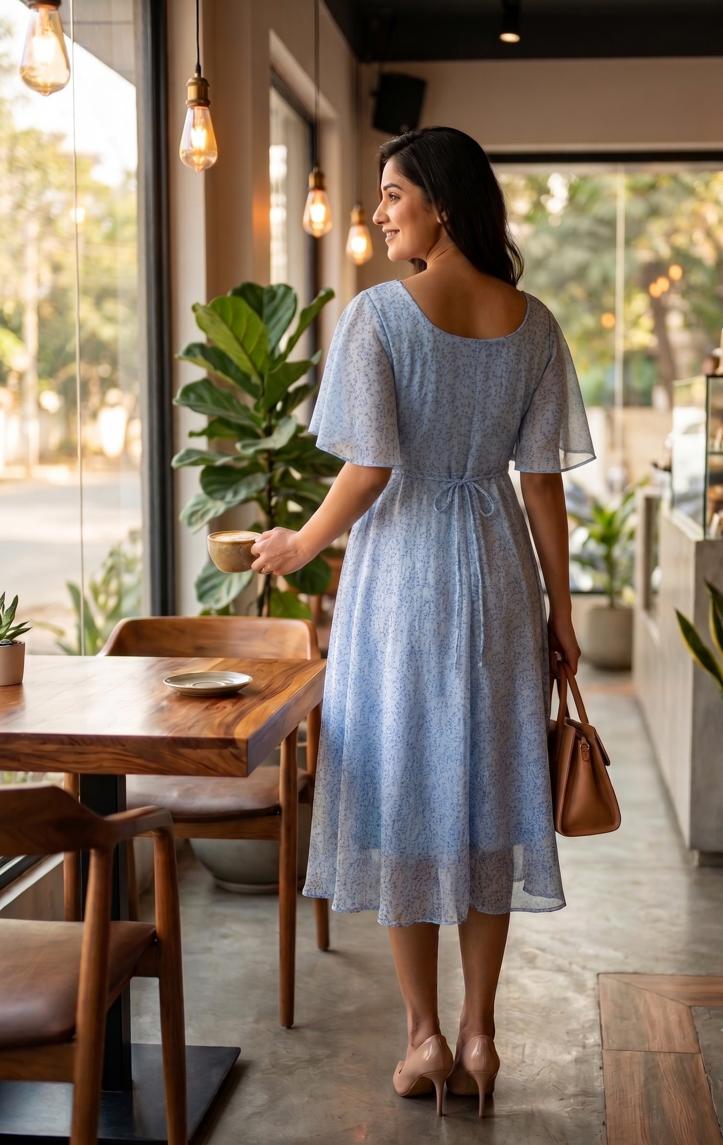 Souchii Pastel  Blue Chiffon Dress