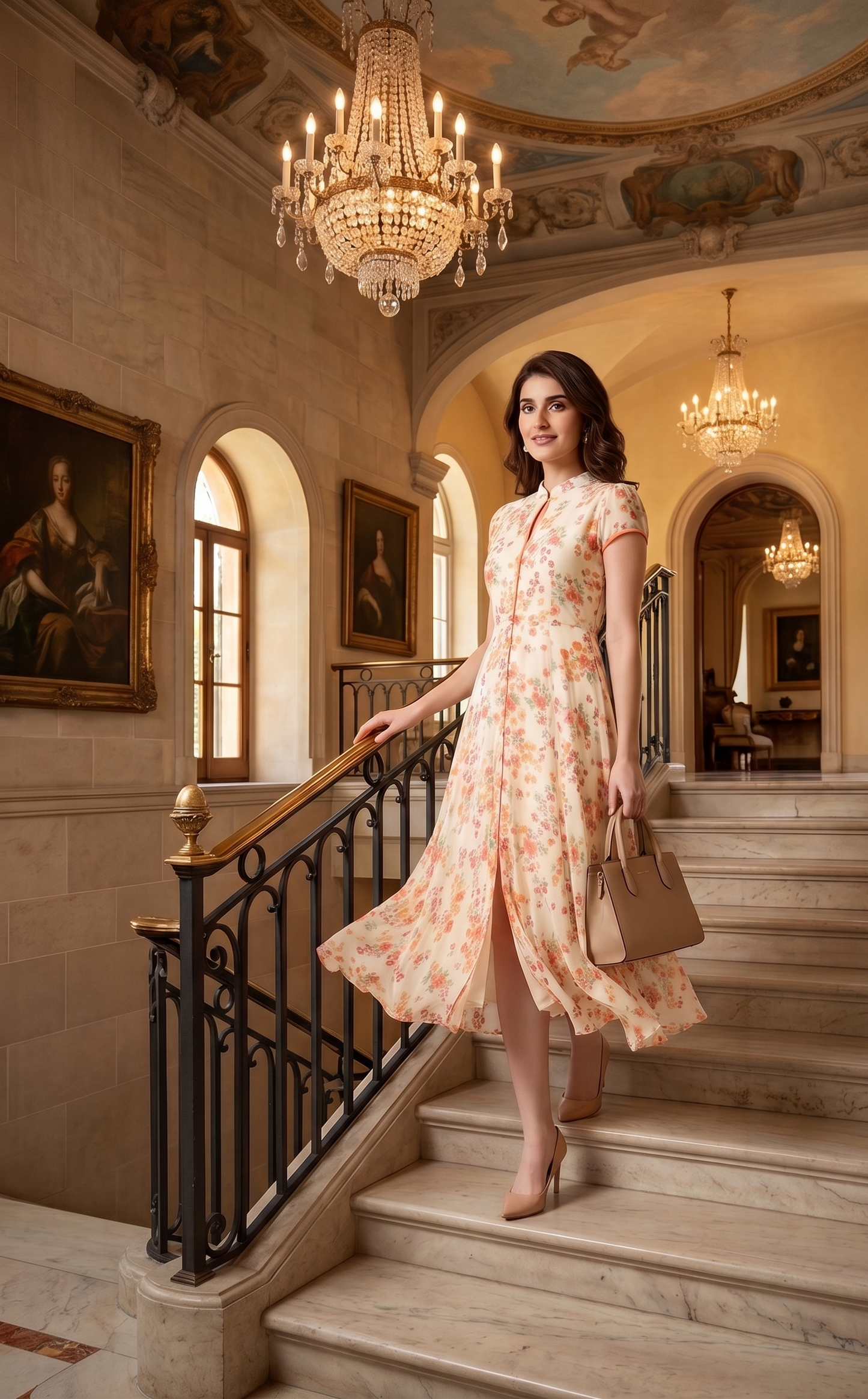 Fit & Flare Dress – Cream Floral Printed Ethnic | Souchii