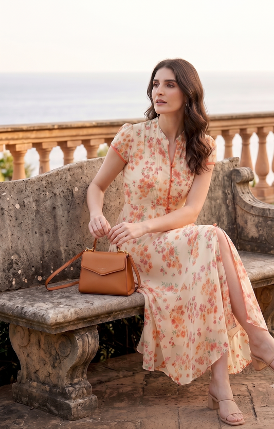 Fit & Flare Dress – Cream Floral Printed Ethnic | Souchii