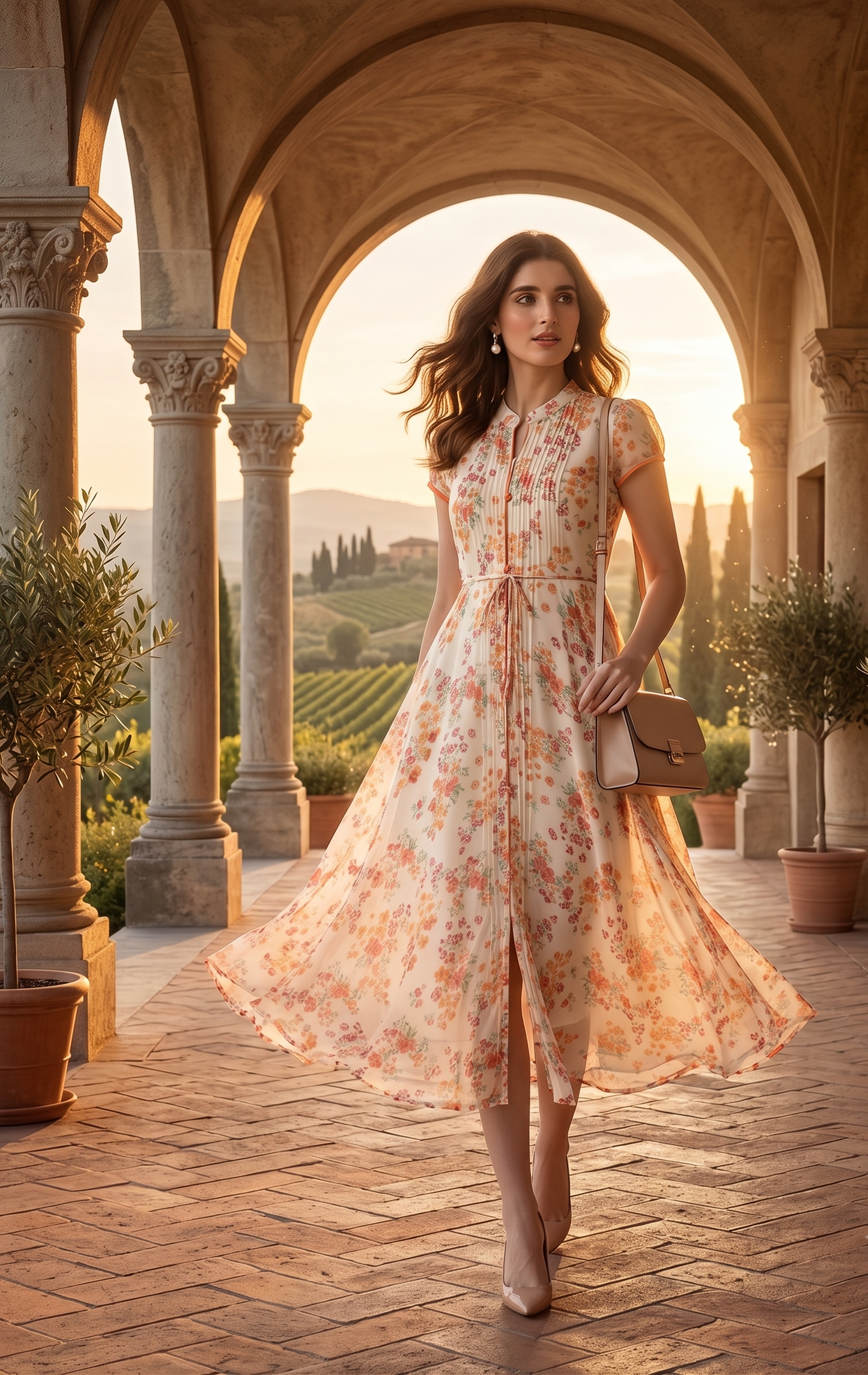 Fit & Flare Dress – Cream Floral Printed Ethnic | Souchii