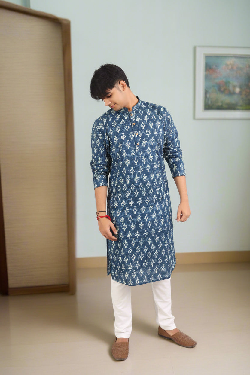 Men Ethnic Motifs Printed  Festive Cotton Straight Kurta | Souchii