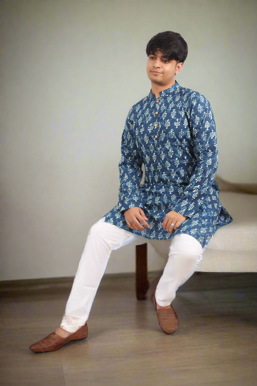 Men Ethnic Motifs Printed  Festive Cotton Straight Kurta | Souchii