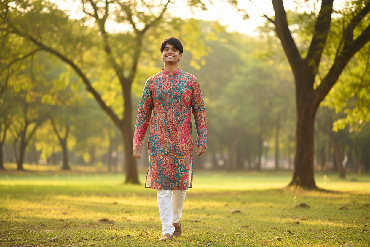 Ethnic Motifs Printed Pure Cotton Kurta | Souchii