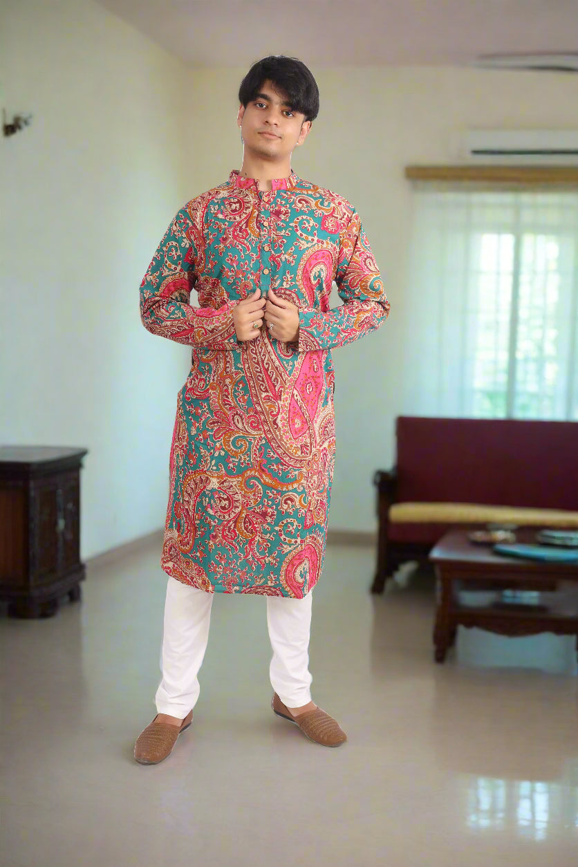 Ethnic Motifs Printed Pure Cotton Kurta | Souchii