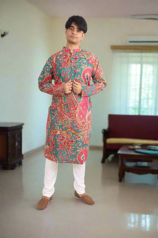 Ethnic Motifs Printed Pure Cotton Kurta | Souchii