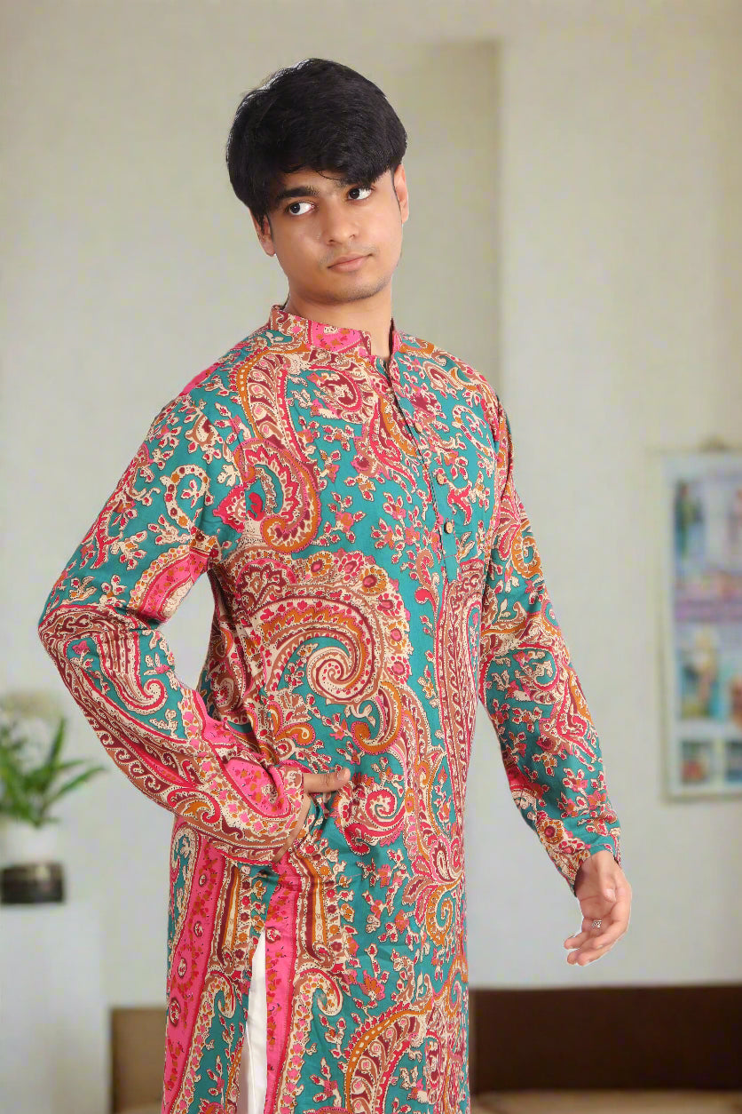 Ethnic Motifs Printed Pure Cotton Kurta | Souchii