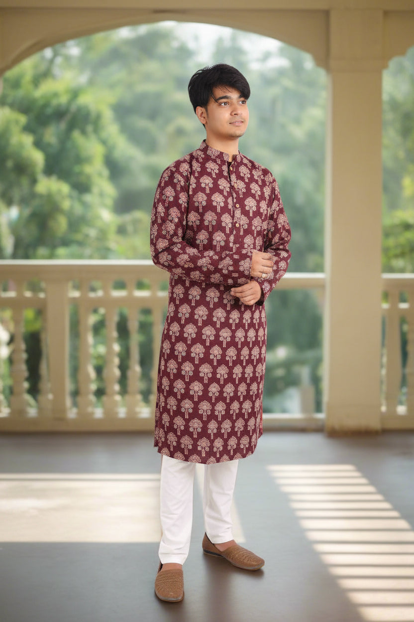 Men Ethnic Motifs Festive Cotton Straight Kurta |Souchii