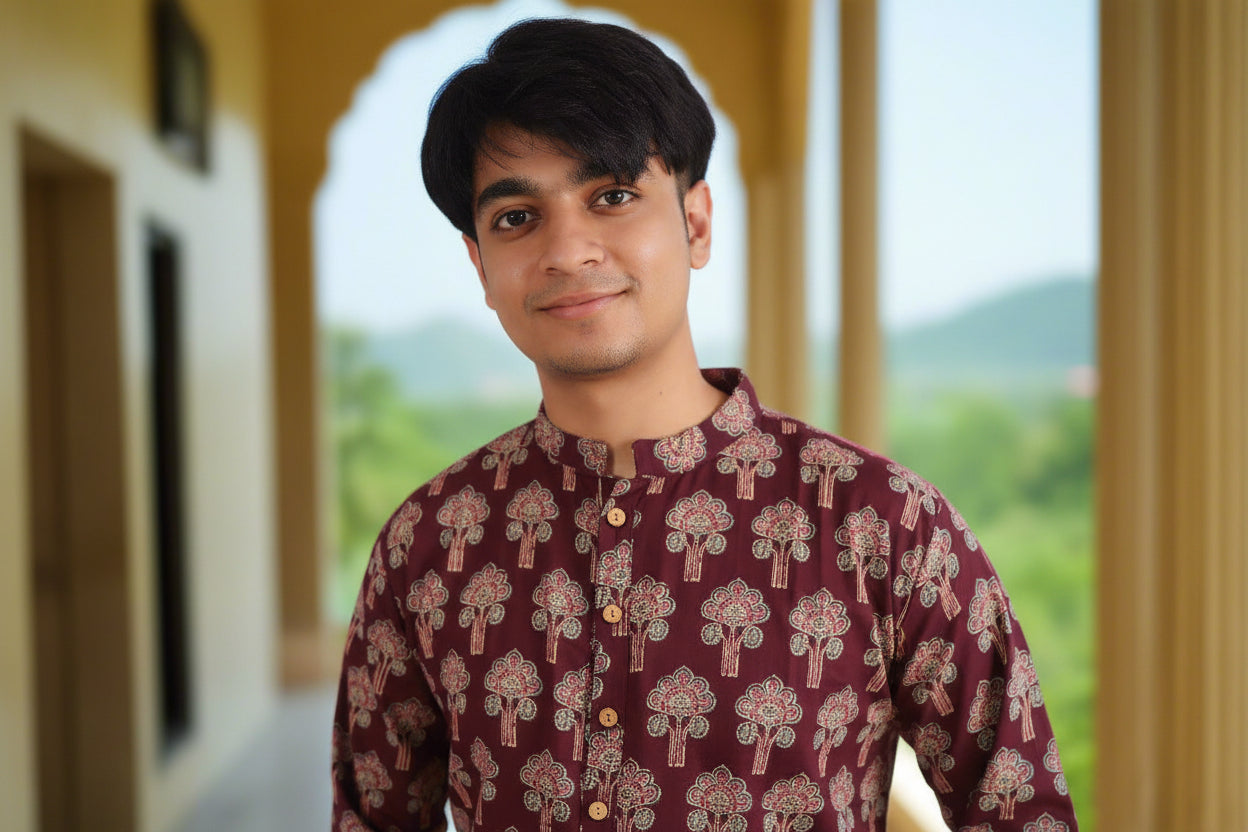 Men Ethnic Motifs Festive Cotton Straight Kurta |Souchii