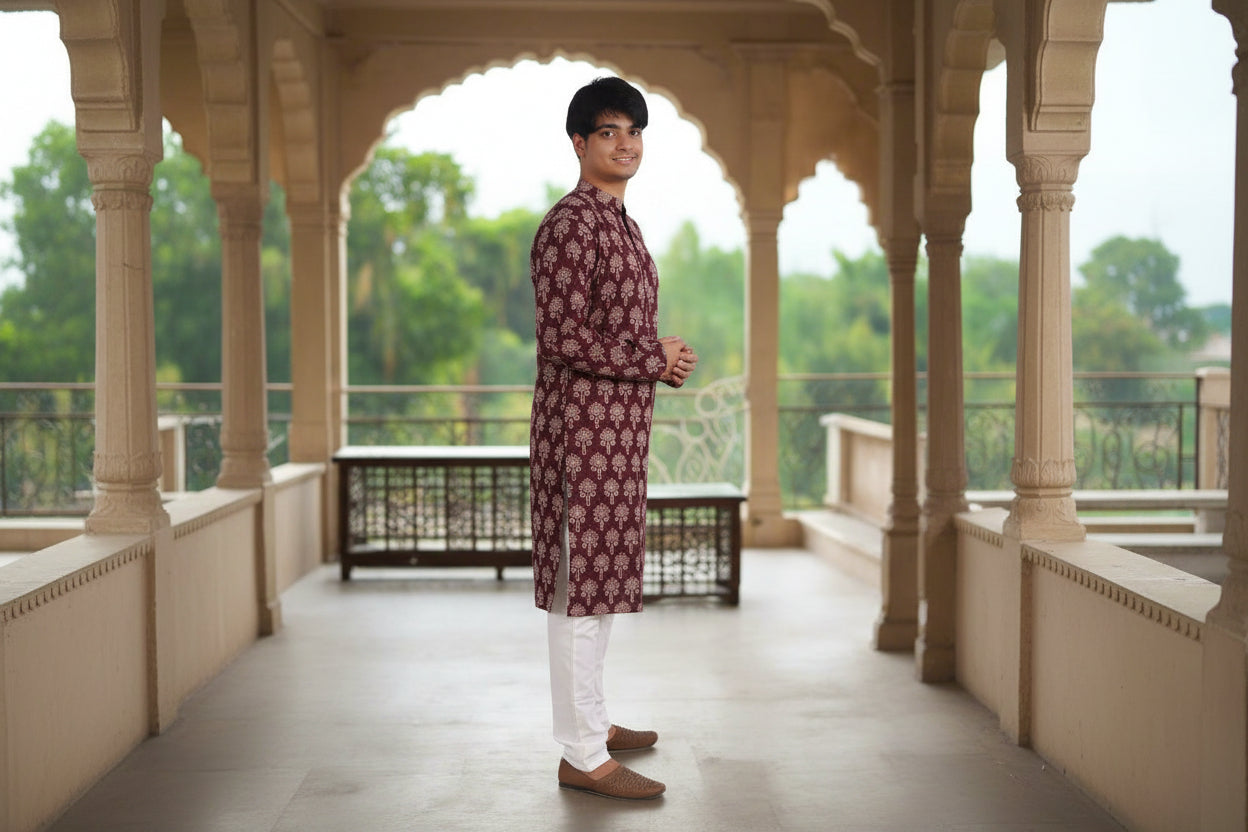 Men Ethnic Motifs Festive Cotton Straight Kurta |Souchii