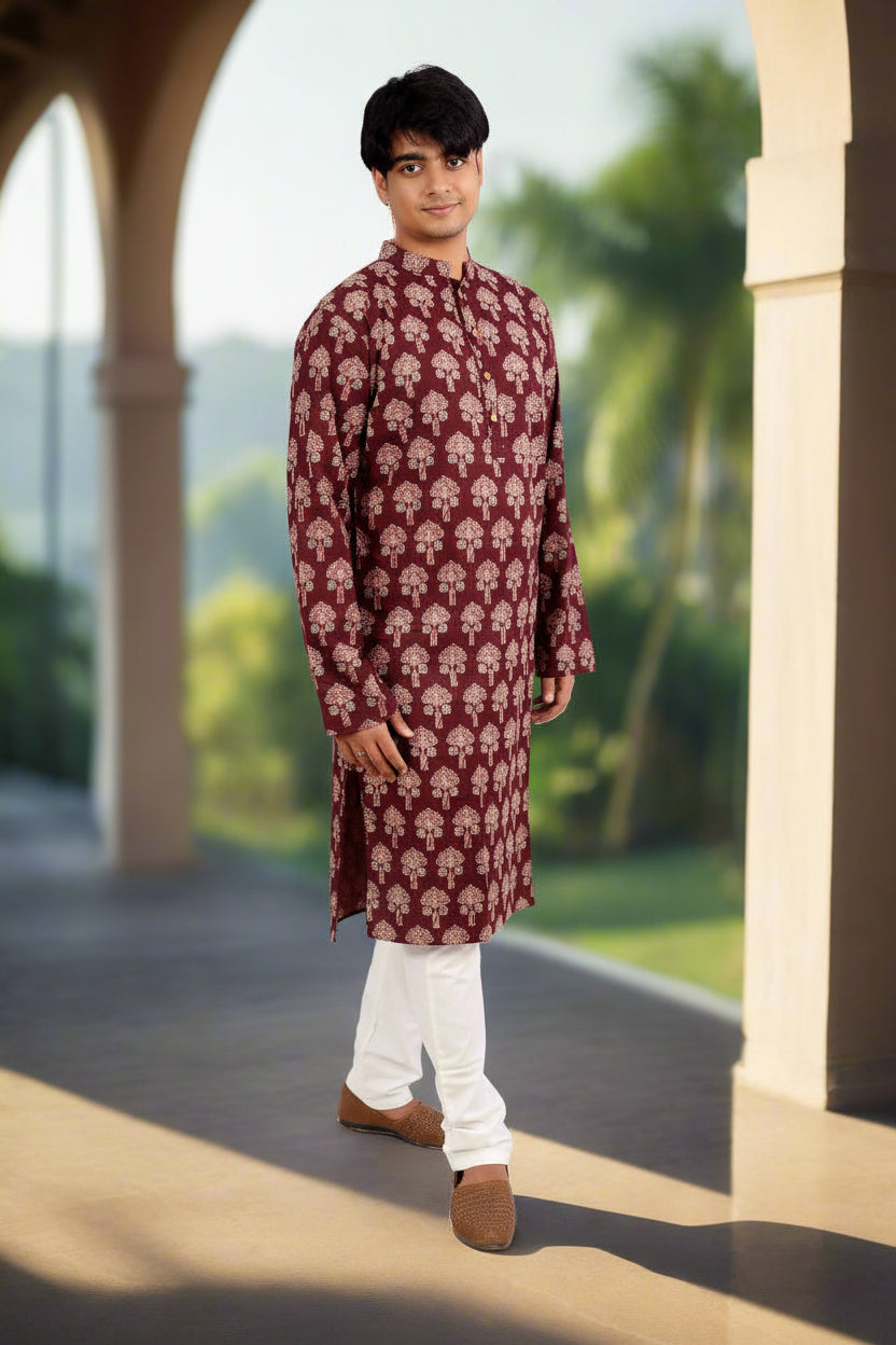 Men Ethnic Motifs Festive Cotton Straight Kurta |Souchii