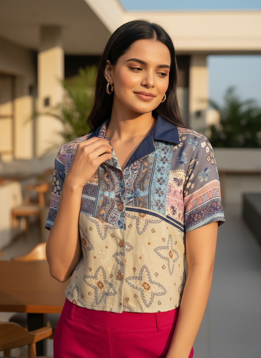 Souchii Women’s Lightweight Printed Rayon Top – Chic Boho Casual Wear