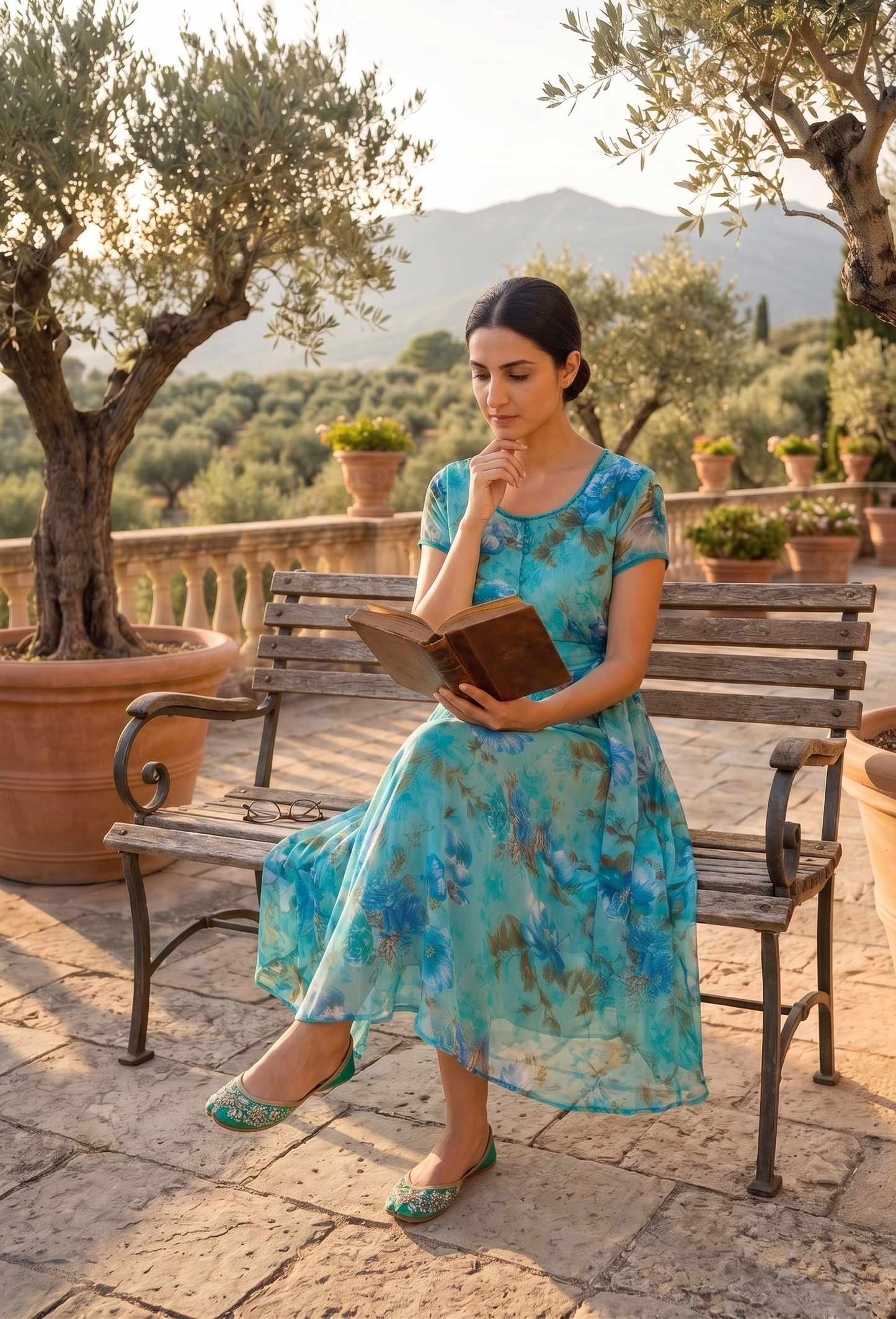Souchii Women’s Blue Floral Chiffon Midi Dress – Flowy Fit & Flare Summer Dress with Soft Lining | Elegant Vacation & Brunch Wear