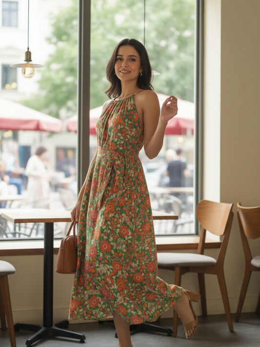 Souchii Meadow Bloom Halter Midi Dress