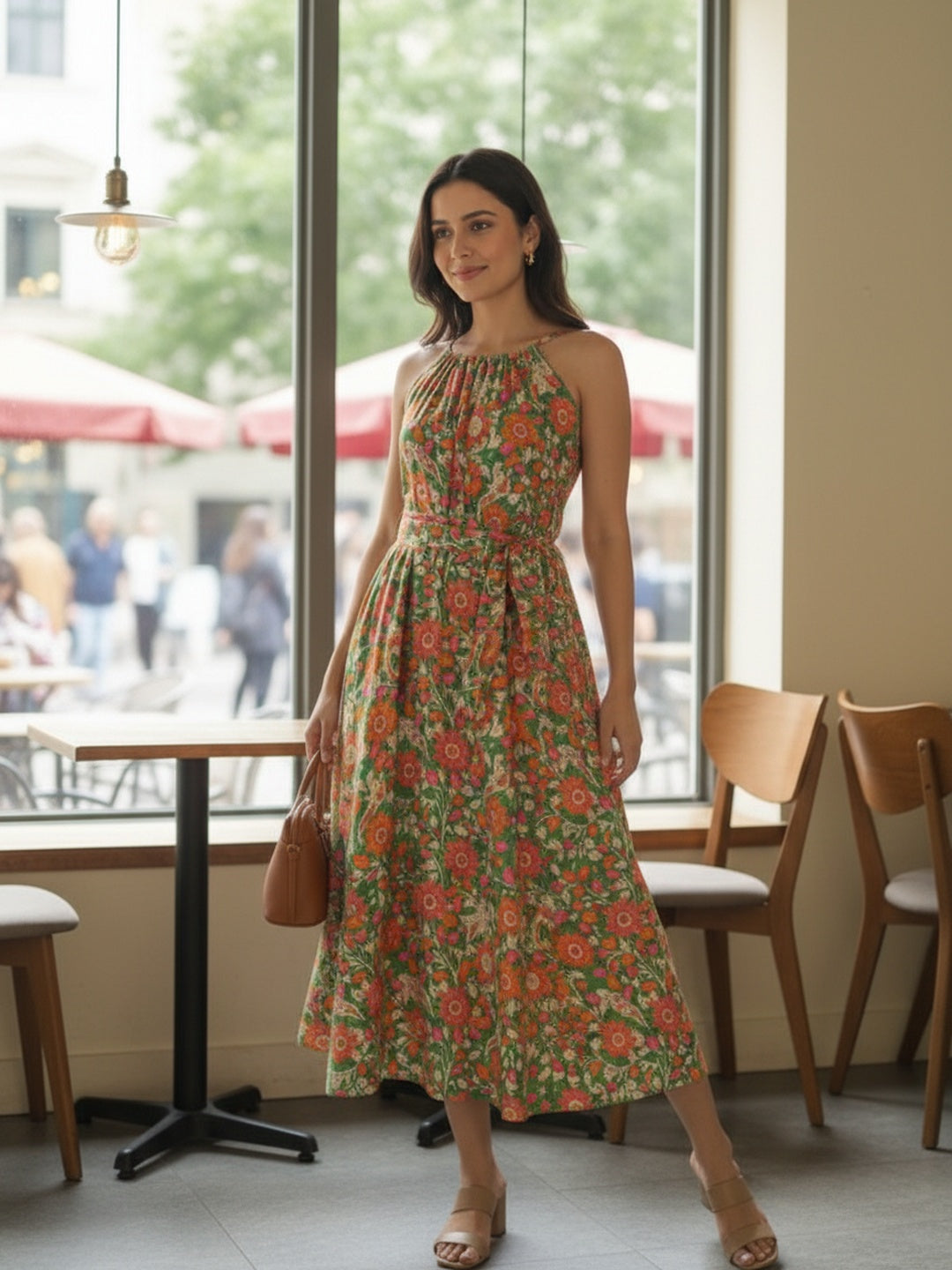 Souchii Meadow Bloom Halter Midi Dress