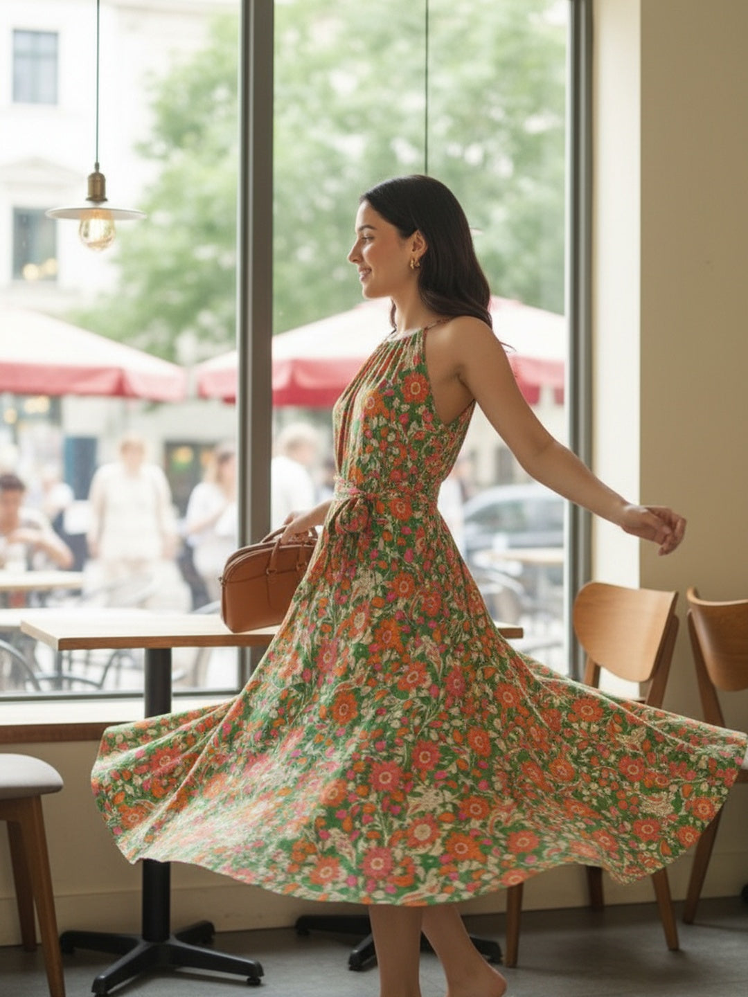 Souchii Meadow Bloom Halter Midi Dress