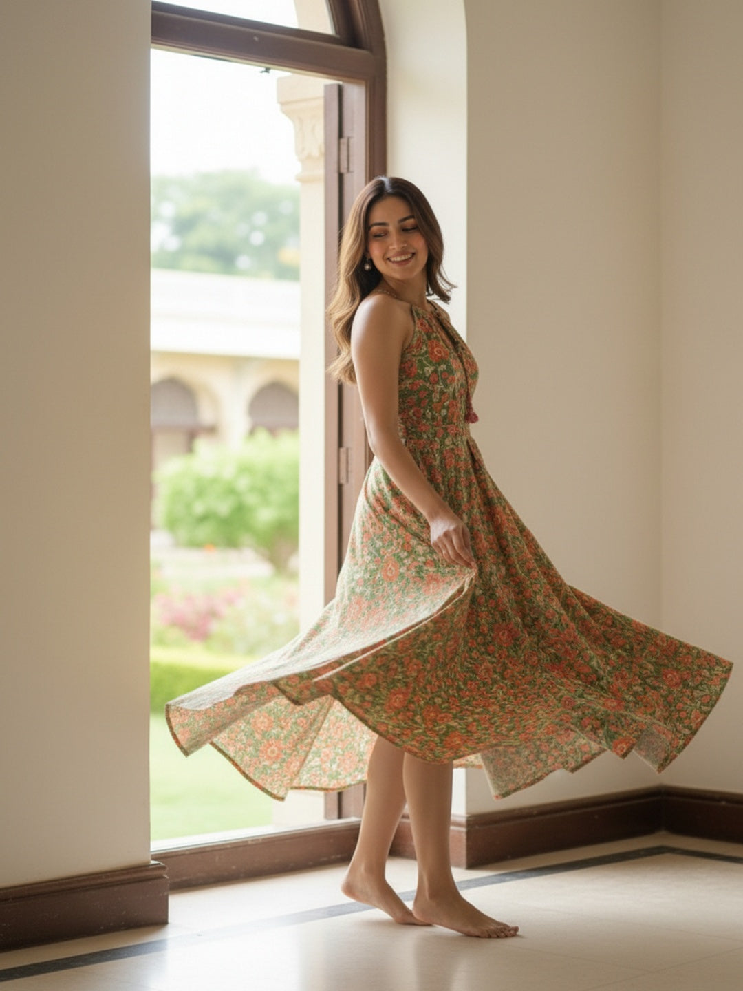 Souchii Meadow Bloom Halter Midi Dress