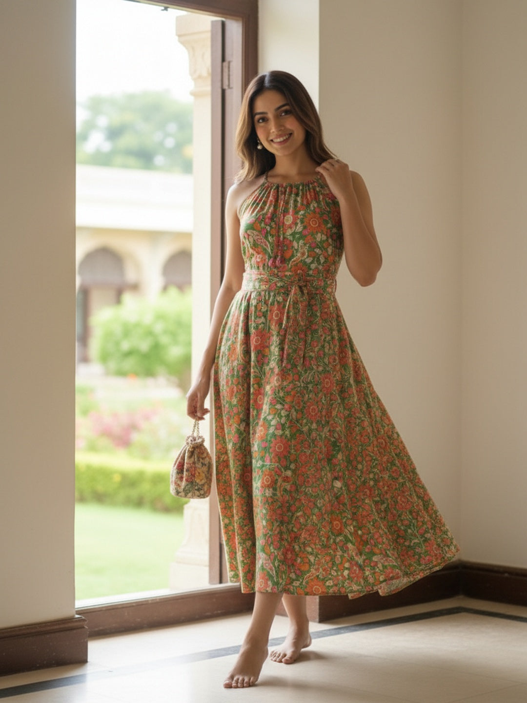 Souchii Meadow Bloom Halter Midi Dress