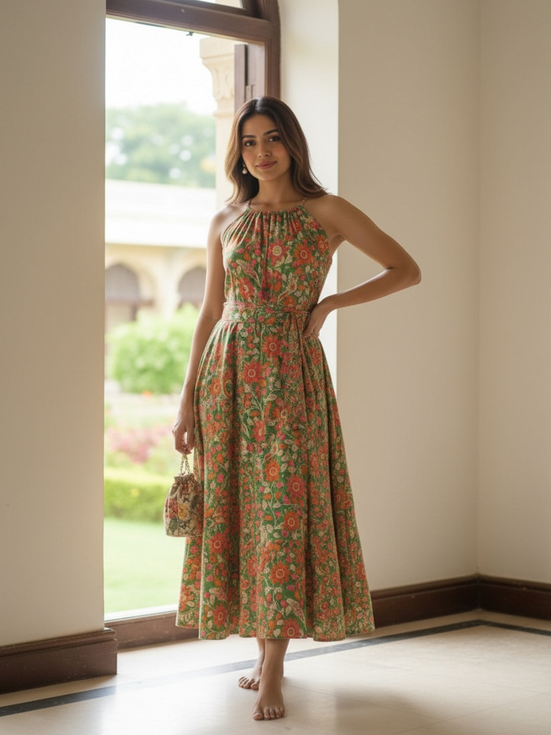 Souchii Meadow Bloom Halter Midi Dress